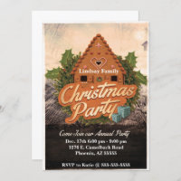 Gingerbread Christmas Party Invitation