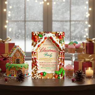 Gingerbread Christmas Party Invitation Foil Invitation