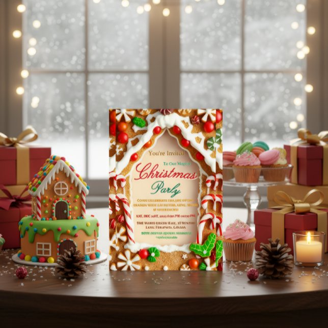 Gingerbread Christmas Party Invitation Foil Invitation (Creator Uploaded)