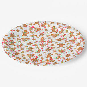 Gingerbread Christmas pattern Paper Plates