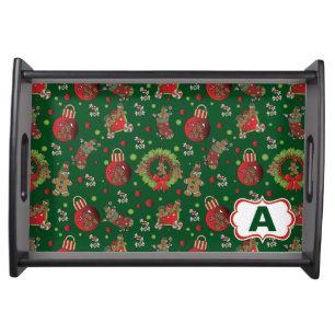 Gingerbread Christmas Pattern Serving Tray