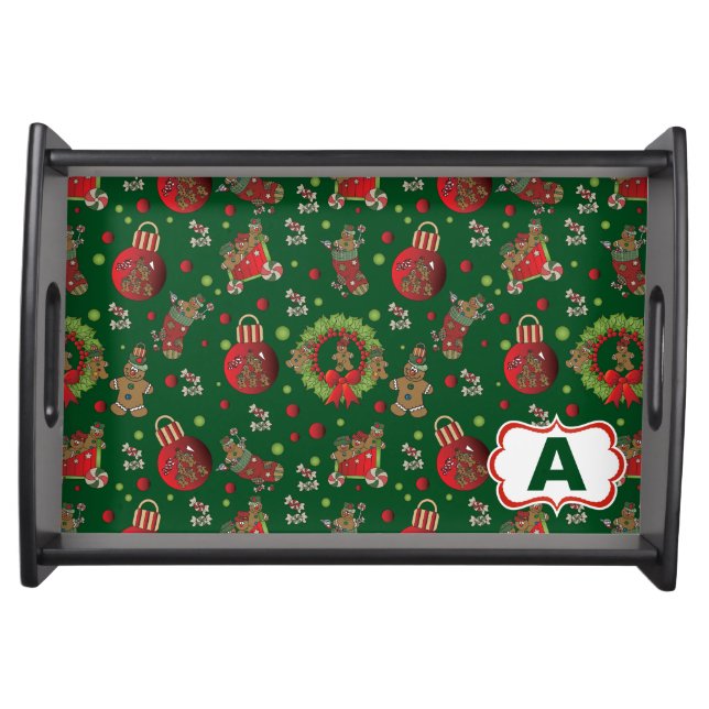 Gingerbread Christmas Pattern Serving Tray (Front)