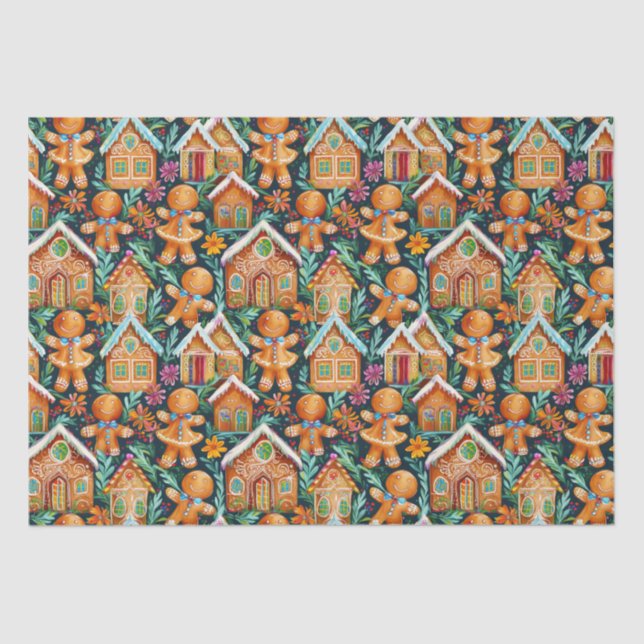 Gingerbread Christmas pattern Tissue Paper (Front)