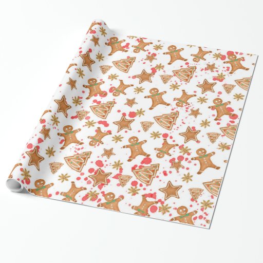 Gingerbread Christmas pattern Wrapping Paper | Zazzle