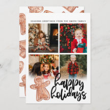 Gingerbread christmas photo collage Flat Card