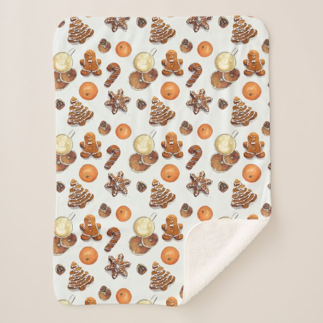 Gingerbread Christmas Scent Sherpa Blanket (Front)