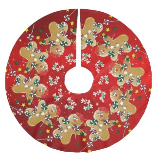 Gingerbread Christmas Sweet Candy Brushed Polyester Tree Skirt