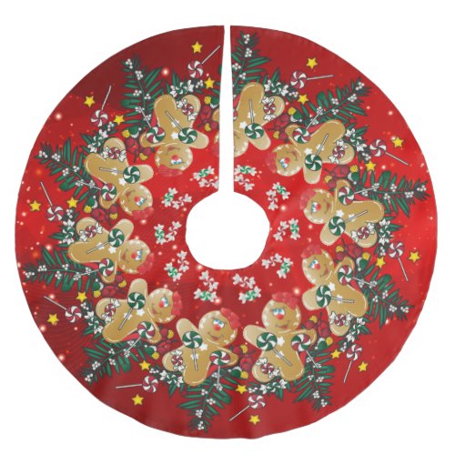 Gingerbread Christmas Sweets Brushed Polyester Tree Skirt