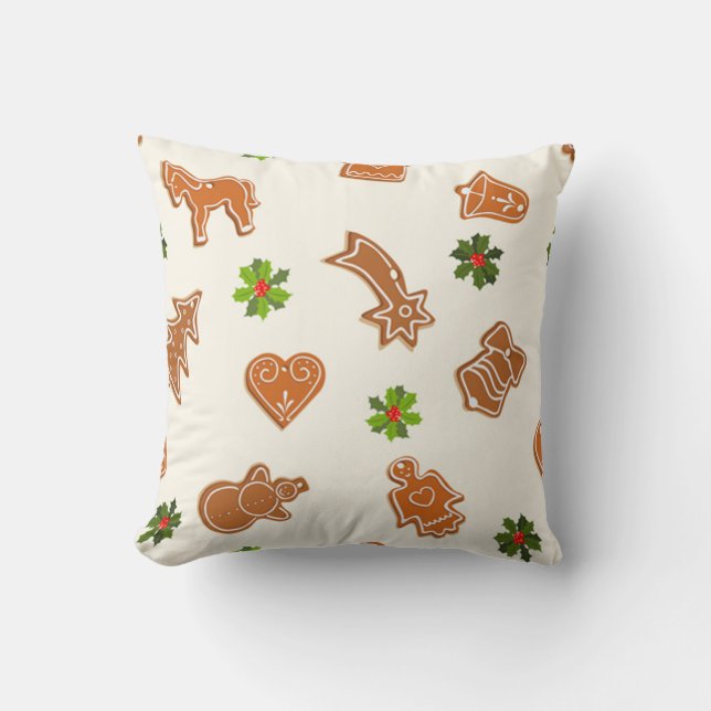 Gingerbread Christmas Throw Pillow (Front)