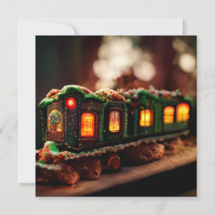 Gingerbread Christmas train Invitation