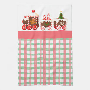 Gingerbread Christmas Train Kitchen Towel