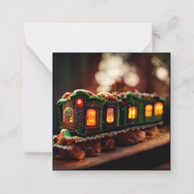Gingerbread Christmas train Note Card (Front)