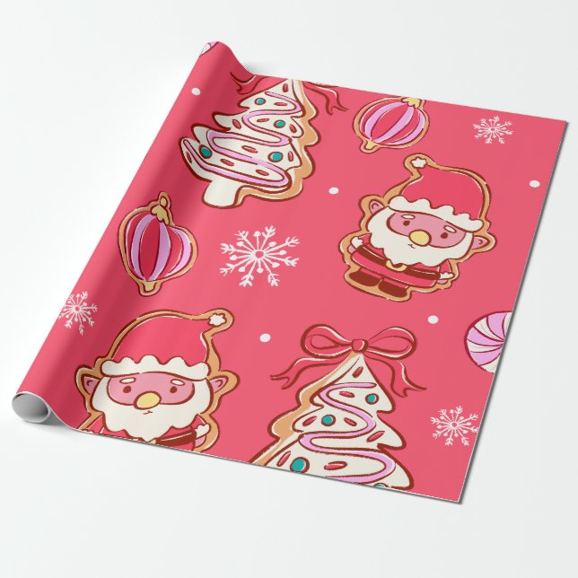 Gingerbread Christmas Treats Wrapping Paper (Unrolled)