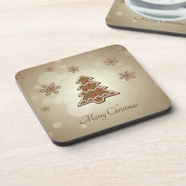 Gingerbread Christmas Tree Beverage Coaster (Left Side)