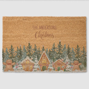 Gingerbread Christmas Tree Festive Holiday Custom Fiber Doormat