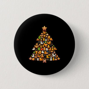 Gingerbread Christmas Tree Funny Gingerbread Anima Button