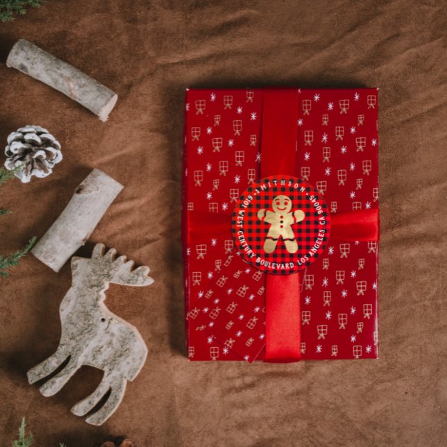 Gingerbread Christmas Tree RSVP Buffalo Gold Classic Round Sticker (Gingerbread Christmas Tree RSVP Buffalo Gold Classic Round Sticker)