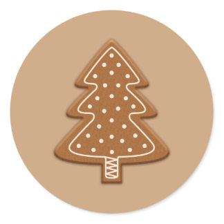 Gingerbread Christmas Tree Shape Cookie Classic Round Sticker