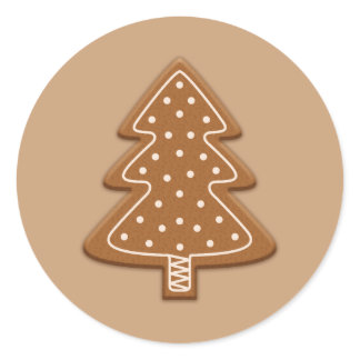 Gingerbread Christmas Tree Shape Cookie Classic Round Sticker
