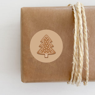 Gingerbread Christmas Tree Shape Cookie Classic Round Sticker