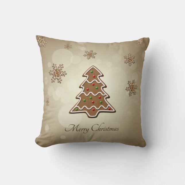 Gingerbread Christmas Tree Throw Pillow (Front)