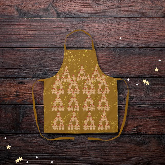 Gingerbread Christmas trees gold Apron (Creator Uploaded)