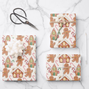 Gingerbread Christmas Winter Holiday Season Wrapping Paper Sheets