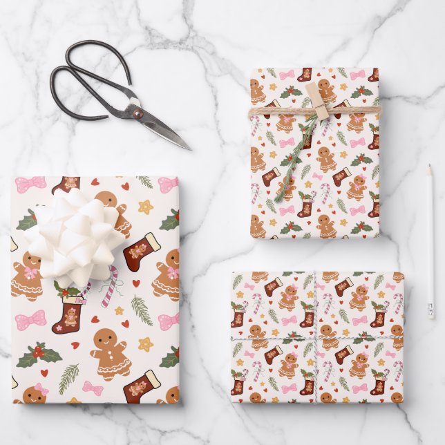 Gingerbread Christmas Wrapping Paper Sheets (Front)