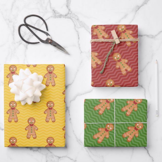 Gingerbread Christmas Wrapping Paper Sheets (Front)
