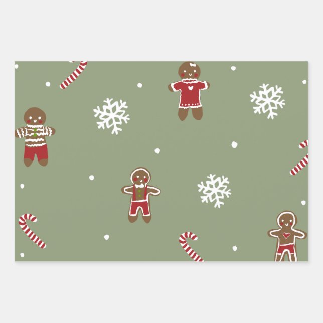 Gingerbread Christmas  Wrapping Paper Sheets (Front 3)