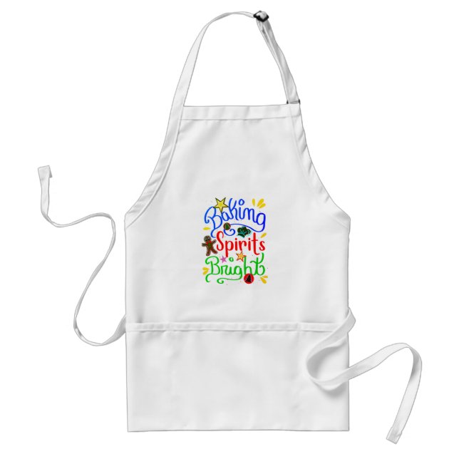 Gingerbread Christmas Xmas, Baking Spirits Bright Adult Apron (Front)
