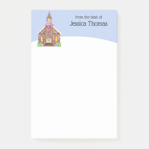 Gingerbread Church Personalized Post_it Notes