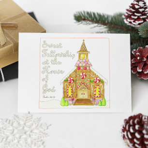 Gingerbread Church Sweet Fellowship Inspirational Postcard