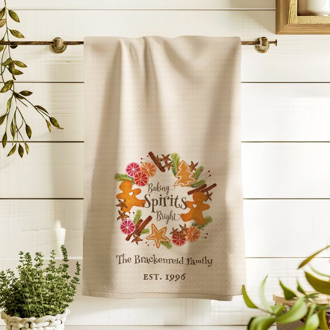 Gingerbread Citrus Spice Wreath Christmas Holiday Kitchen Towel (Creator Uploaded)