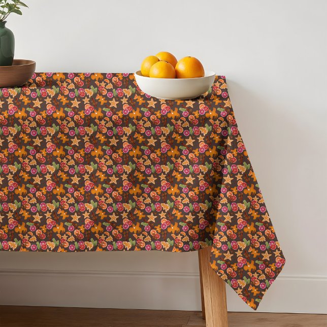 Gingerbread Citrus Spices Rustic Christmas Holiday Tablecloth (Creator Uploaded)