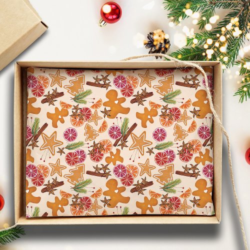 Gingerbread Citrus Spices Rustic Christmas Holiday Tissue Paper