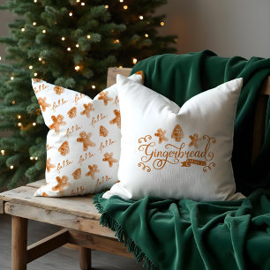 Gingerbread & Co. Watercolor Gingerbread Cookie Throw Pillow