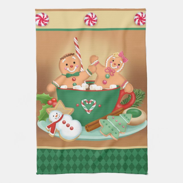 Gingerbread Cocoa Kitchen Towel (Vertical)