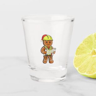 Gingerbread Construction Worker Christmas 2026 Shot Glass