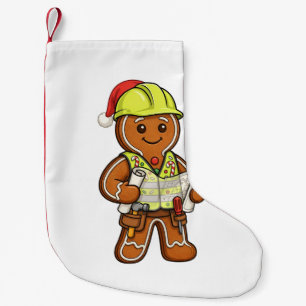 Gingerbread Construction Worker Christmas 2026 Small Christmas Stocking