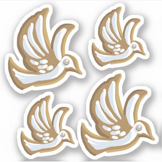 Gingerbread Cookie / 4 Doves Sticker (Front)
