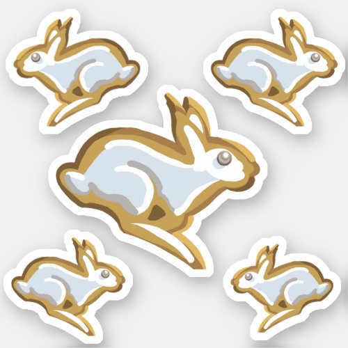 Gingerbread Cookie  5 Bunny Rabbits Sticker