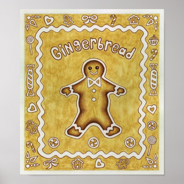 Gingerbread Cookie Art Print Poster (Front)