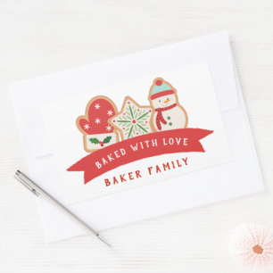 Gingerbread  Cookie   Baked with Love Favor Bag Rectangular Sticker