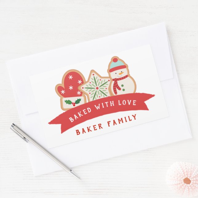 Gingerbread  Cookie | Baked with Love Favor Bag Rectangular Sticker (Envelope)