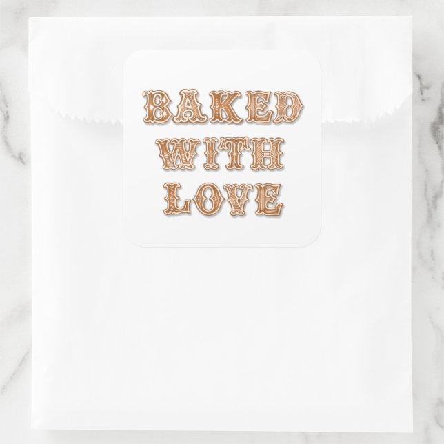 Gingerbread  Cookie | Baked with Love Favor  Square Sticker (Bag)