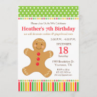 Gingerbread Cookie Birthday Party Invitation