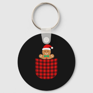 Gingerbread Cookie Buffalo Red Plaid Cket Christma Keychain