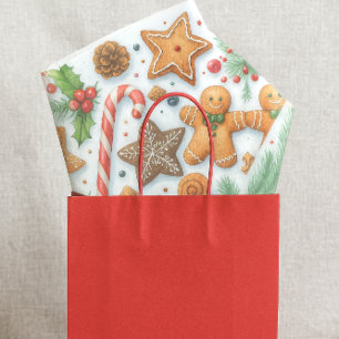 Gingerbread Cookie Candy Cane & Pine Tissue Paper