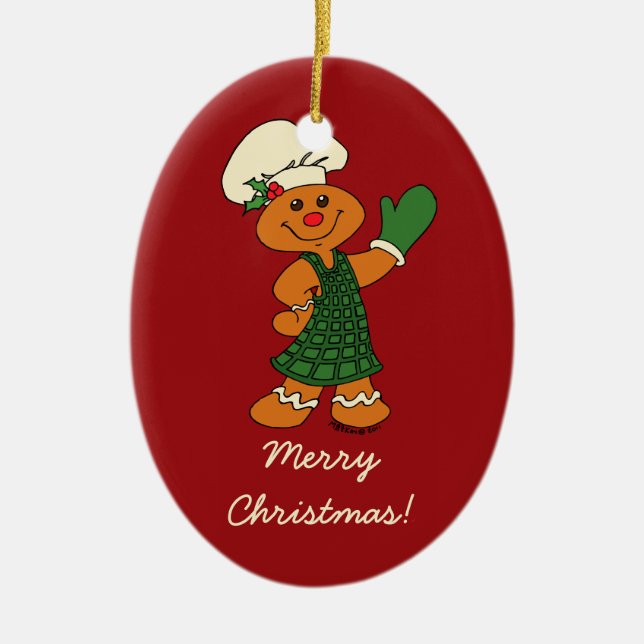 Gingerbread Cookie Ceramic Ornament (Front)